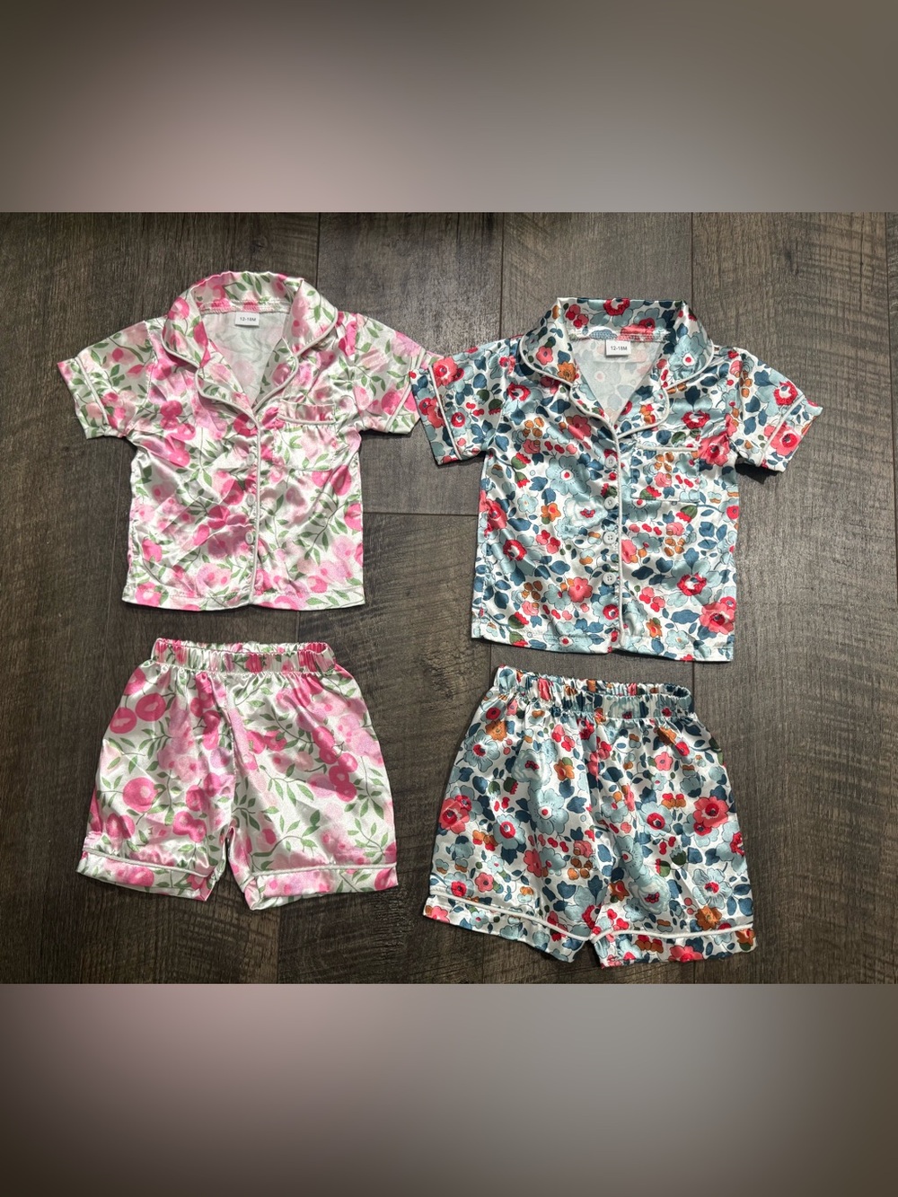 Baby Toddler Girl Floral Satin Pajama Set Bundle 12-18m